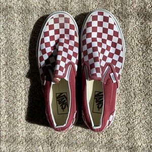 VANS Checkerboard Rumba Red & White Slip-On Shoes